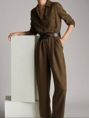 Massimo Dutti Olive Green Jumpsuit